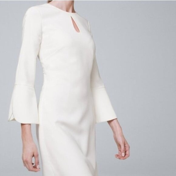 NWOT White House Black Market Petal-Sleeve Shift Dress - Picture 2 of 6